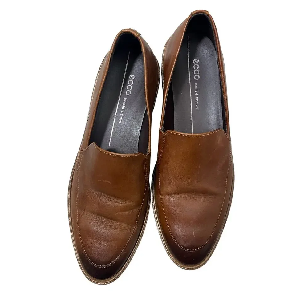 ECCO Women's Incise Tailored Brown Leather Loafers 8 8.5 US 39 Career Slip On - Picture 3 of 8